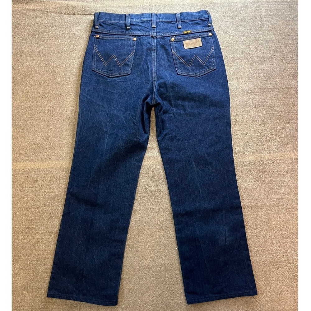 Wrangler 936DEN Cowboy Cut Slim Fit Jeans Dark Wash Indigo 35x34 Mens Denim
